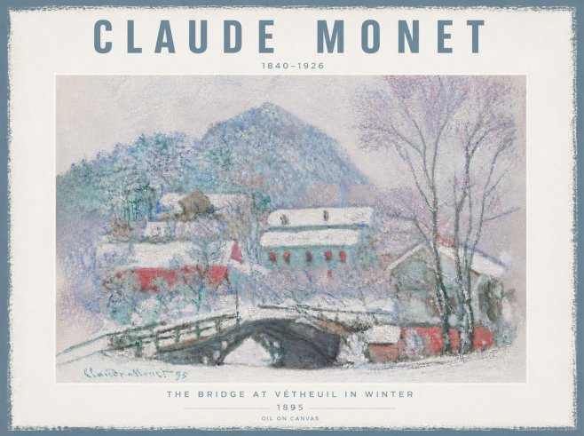 Monet The Bridge at Vétheuil in Winter No6 - Plakat