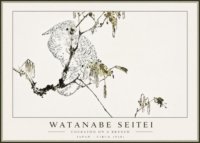 Watanabe Seitei Cockatoo on a Branch No5 - Plakat