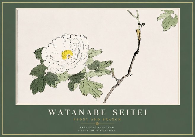 Watanabe Seitei Peony and Branch No4 - Plakat