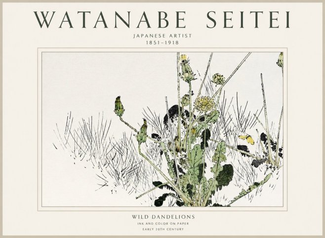 Watanabe Seitei Wild Dandelions No1 - Plakat