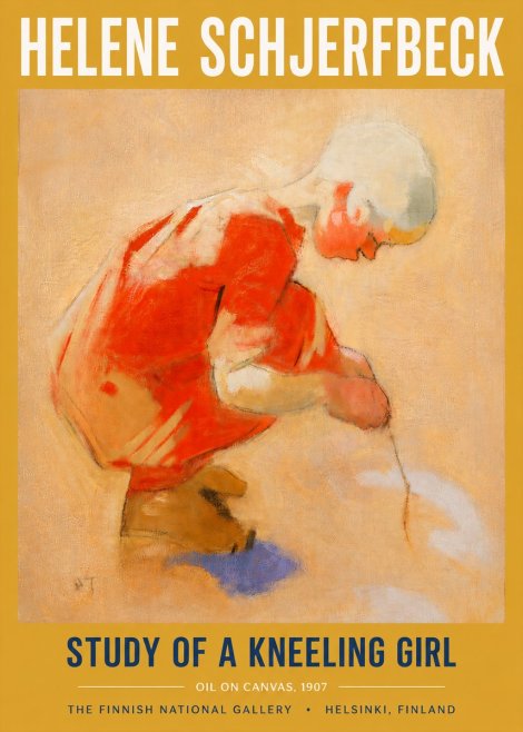 Helene Schjerfbeck Study of a Kneeling Girl No6 - Plakat
