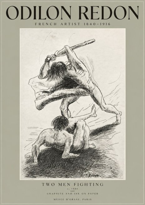 Odilon Redon Two Men Fighting No3 - Plakat