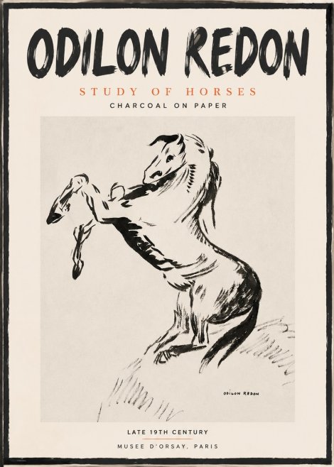 Odilon Redon Study of Horses No2 - Plakat