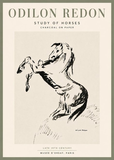 Odilon Redon Study of Horses No6 - Plakat