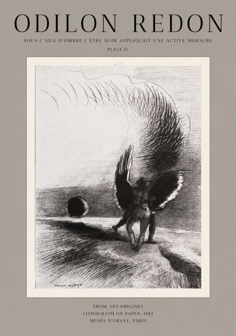 Odilon Redon Sous L'aile D'ombre L'être Noir Appliquait Une Active Morsure Plate Iv No1 - Plakat