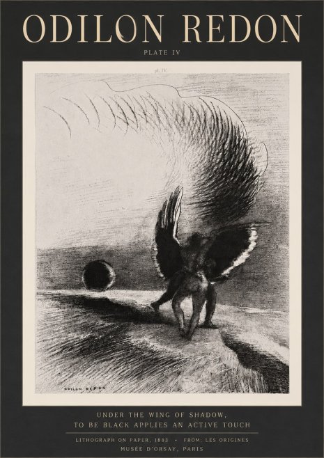 Odilon Redon Sous L'aile D'ombre L'être Noir Appliquait Une Active Morsure Plate Iv No3 - Plakat