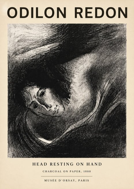 Odilon Redon Head Resting on Hand No5 - Plakat