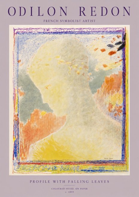 Odilon Redon Profile with Falling Leaves No5 - Plakat