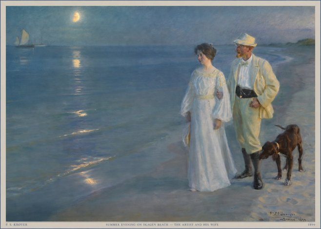 P.S. Krøyer Summer Evening on Skagen Beach — the Artist and His Wife No5 - Plakat