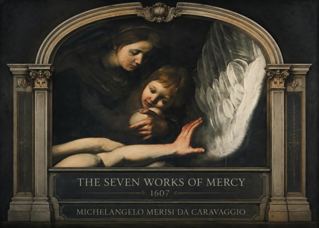 Michelangelo Merisi da Caravaggio The Seven Works of Mercy IV No3 - Plakat