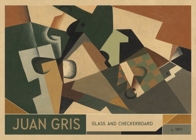 Juan Gris Glass and Checkerboard No2 - Plakat