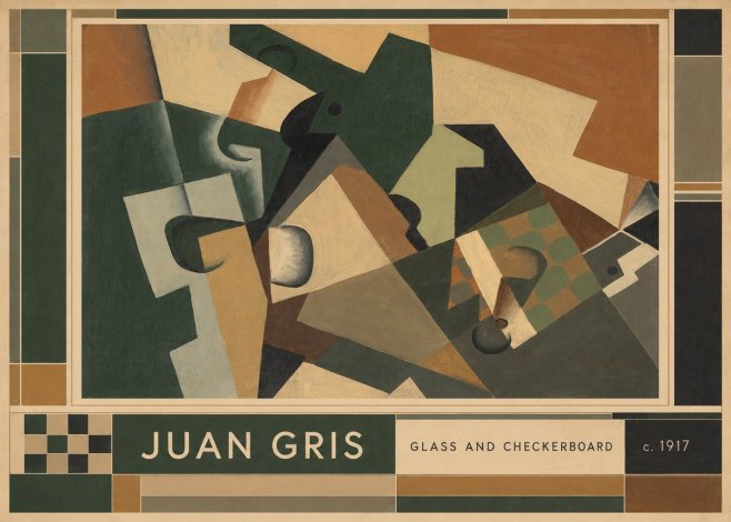 Juan Gris Glass and Checkerboard No6 - Plakat