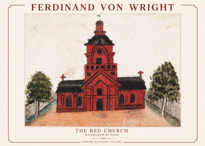 Ferdinand von Wright The Red Church No1 - Plakat