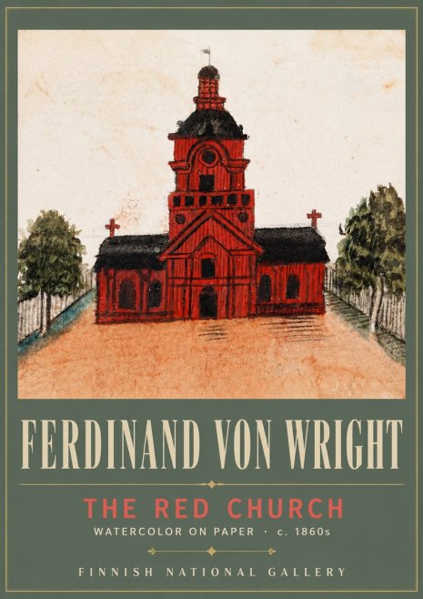 Ferdinand von Wright The Red Church No5 - Plakat