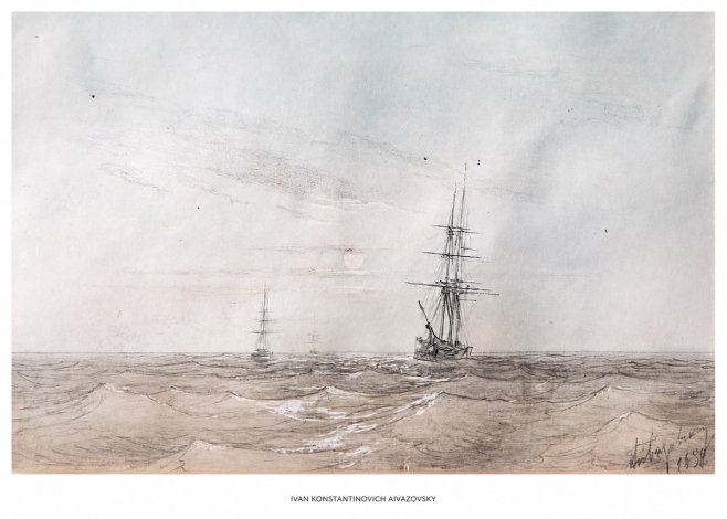 Ivan Konstantinovich Aivazovsky Two Sailing Ships at Sea No5 - Plakat