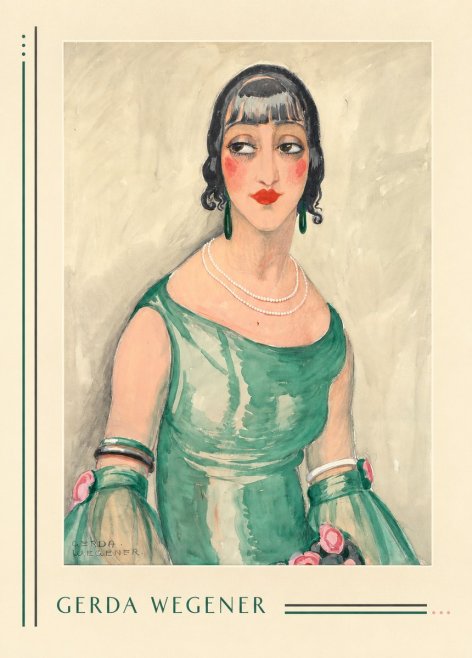 Gerda Wegener Portrait of a Woman in Green Dress No6 - Plakat