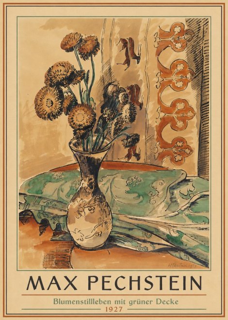 Max Pechstein Blumenstillleben Mit Grüner Decke No1 - Plakat