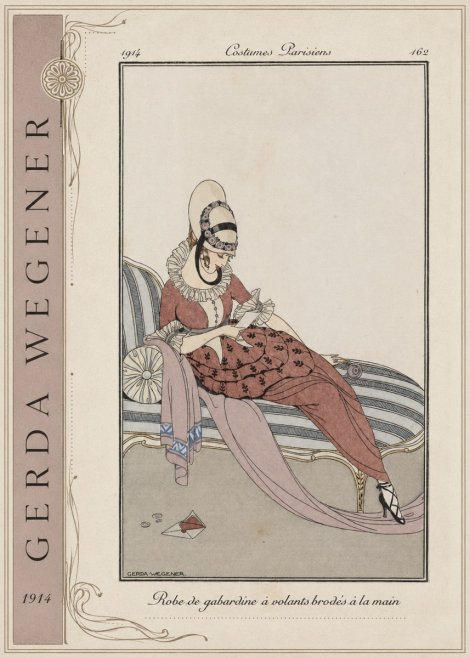 Gerda Wegener Robe De Gabardine À Volants Brodés À La Main II No2 - Plakat