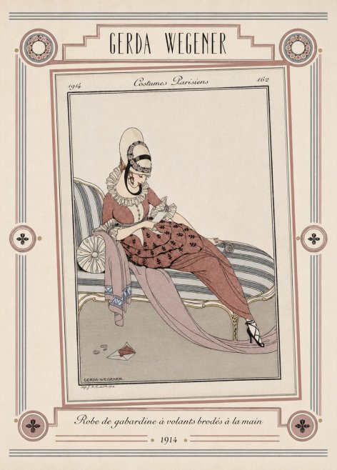 Gerda Wegener Robe De Gabardine À Volants Brodés À La Main II No5 - Plakat