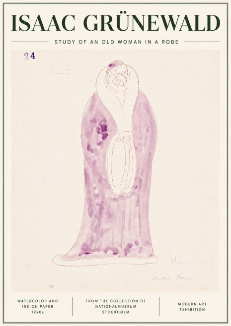 Isaac Grünewald Study of an Old Woman in a Robe No3 - Plakat