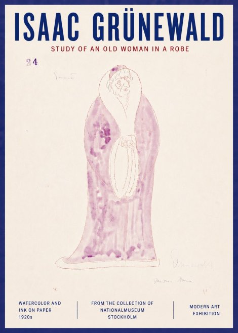 Isaac Grünewald Study of an Old Woman in a Robe No5 - Plakat