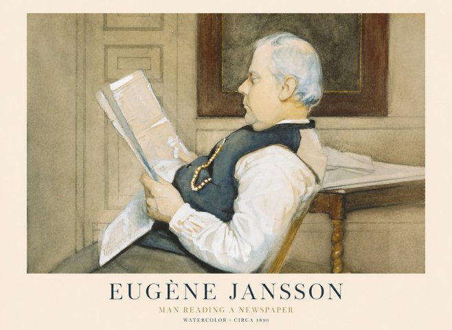 Eugène Jansson Man Reading a Newspaper No1 - Plakat