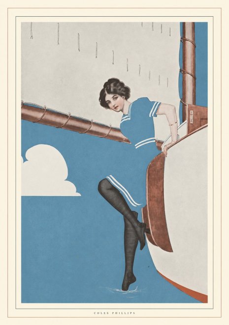 Coles Phillips Woman on a Yacht No4 - Plakat