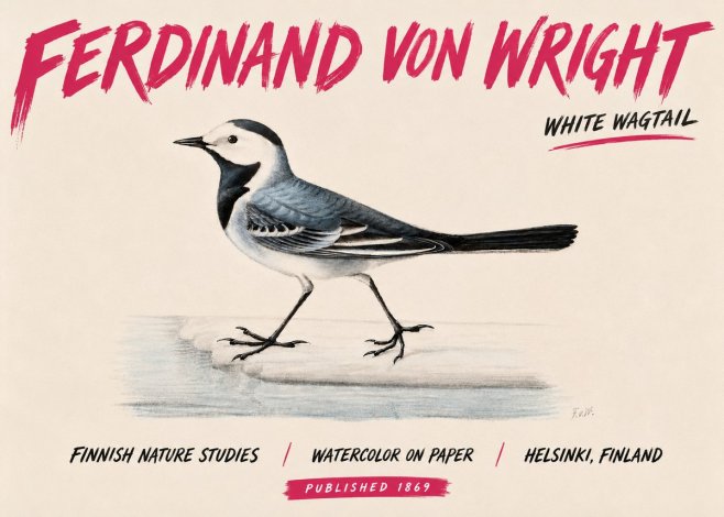 Ferdinand von Wright White Wagtail No6 - Plakat