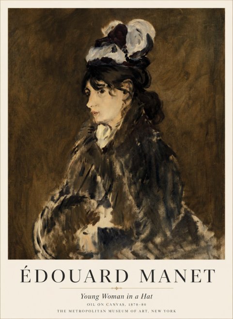 Édouard Manet Young Woman in a Hat I No2 - Plakat