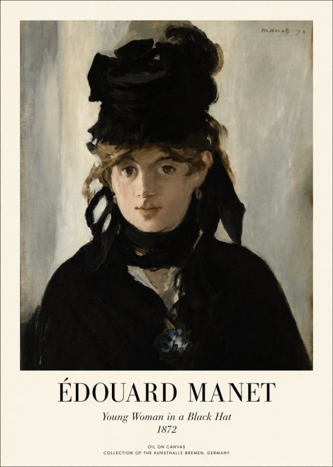 Édouard Manet Young Woman in a Black Hat I No1 - Plakat
