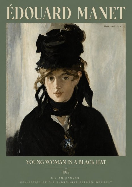 Édouard Manet Young Woman in a Black Hat I No3 - Plakat