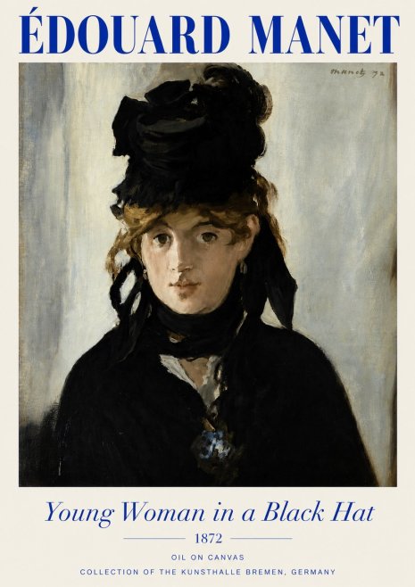 Édouard Manet Young Woman in a Black Hat I No4 - Plakat