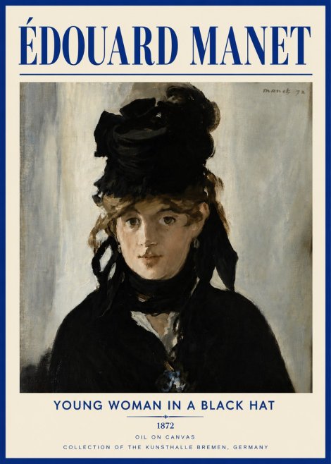 Édouard Manet Young Woman in a Black Hat I No5 - Plakat