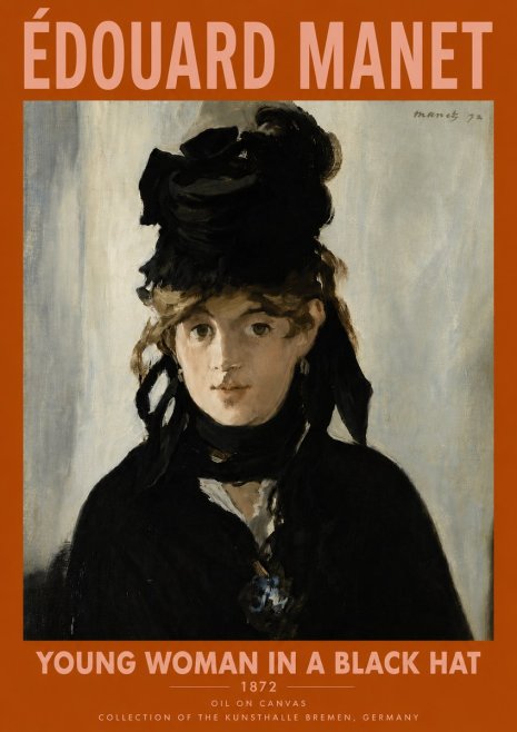 Édouard Manet Young Woman in a Black Hat I No6 - Plakat