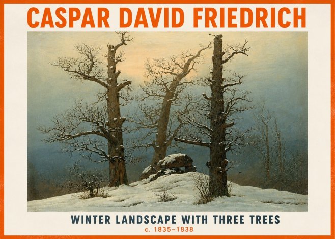 Caspar David Friedrich The Three Trees in the Snow No5 - Plakat