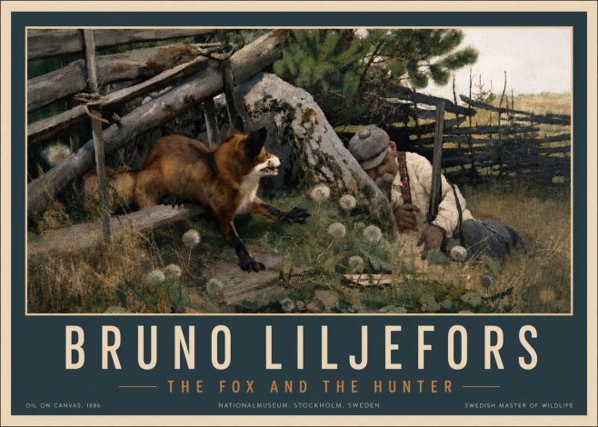 Bruno Liljefors The Fox and the Hunter No4 - Plakat