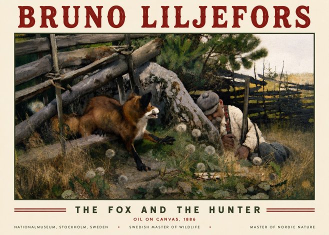 Bruno Liljefors The Fox and the Hunter No5 - Plakat