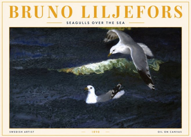 Bruno Liljefors Seagulls over the Sea No3 - Plakat