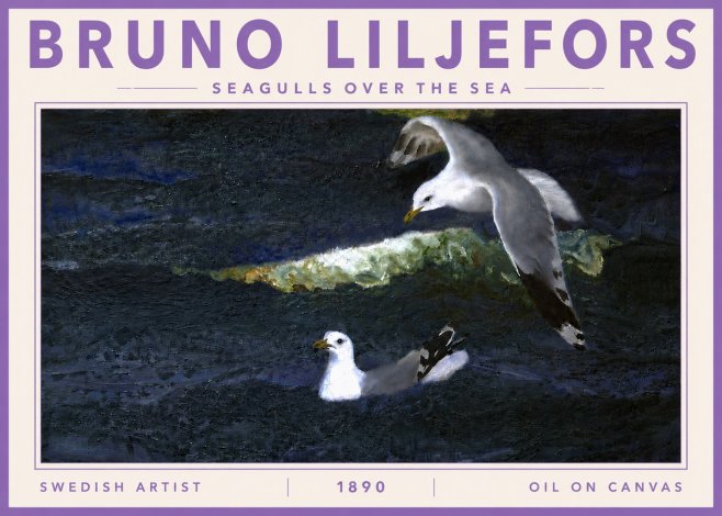 Bruno Liljefors Seagulls over the Sea No5 - Plakat
