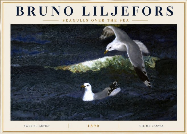 Bruno Liljefors Seagulls over the Sea No6 - Plakat