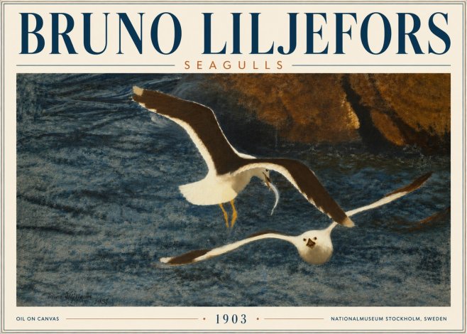 Bruno Liljefors Seagulls No6 - Plakat