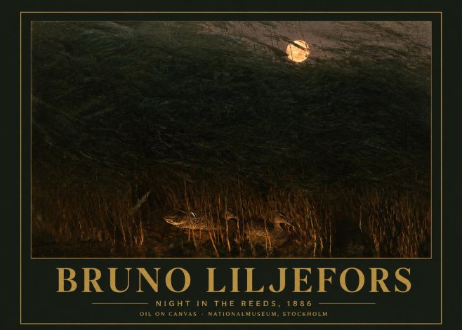 Bruno Liljefors Night in the Reeds No3 - Plakat