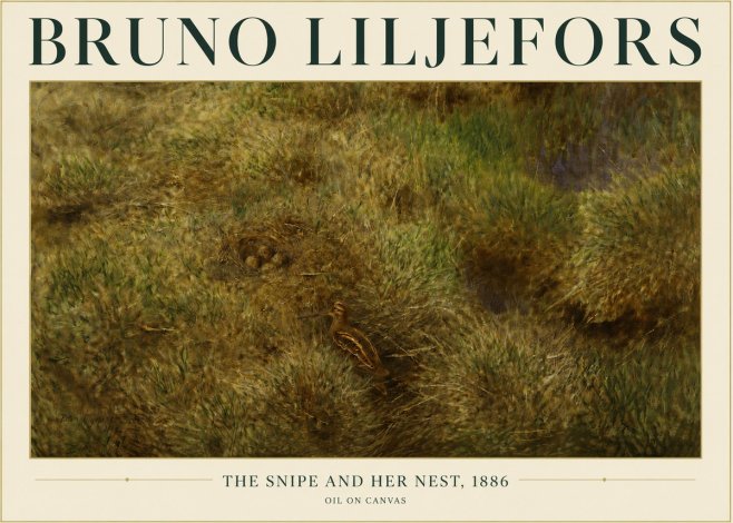Bruno Liljefors The Snipe and Her Nest No3 - Plakat