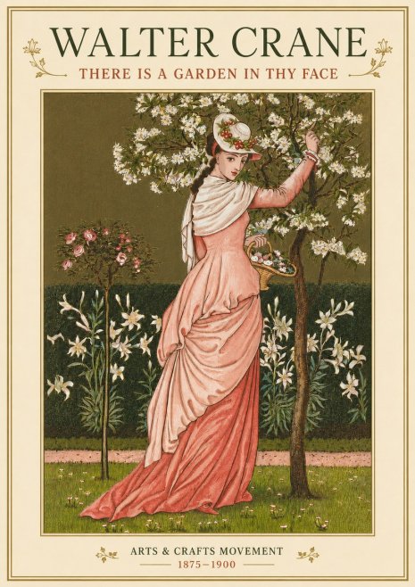 Walter Crane There Is a Garden in Thy Face I No4 - Plakat
