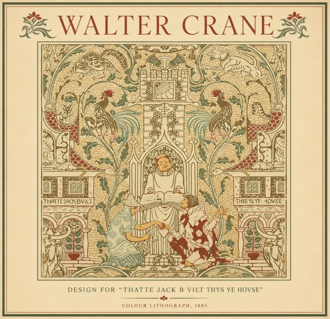 Walter Crane Design for "Thatte Jack B Vilt Thys Ye Hovse" No4 - Plakat