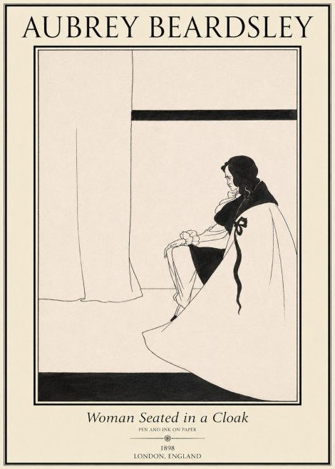 Aubrey Beardsley Woman Seated in a Cloak No1 - Plakat