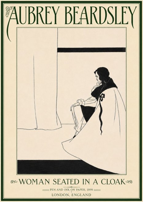 Aubrey Beardsley Woman Seated in a Cloak No6 - Plakat