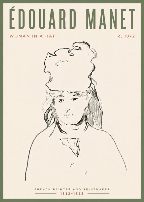 Édouard Manet Woman in a Hat No4 - Plakat