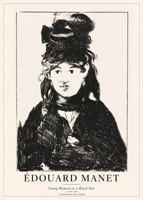Édouard Manet Young Woman in a Black Hat II No1 - Plakat