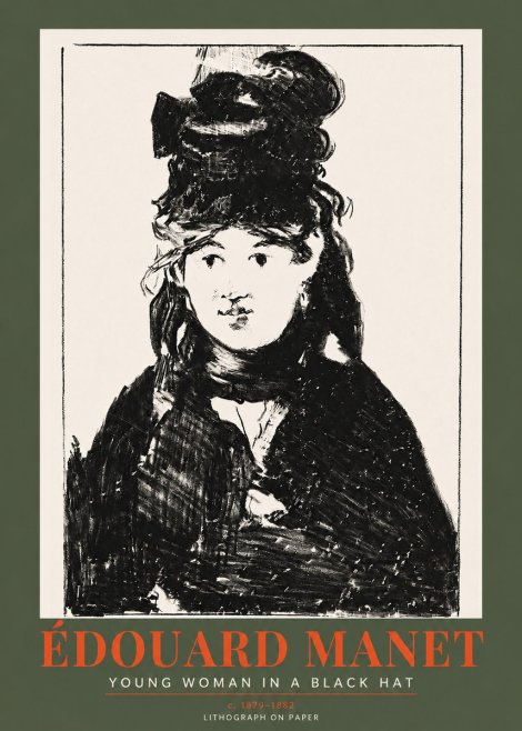 Édouard Manet Young Woman in a Black Hat II No2 - Plakat